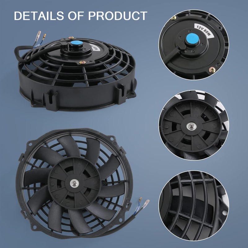 JDMSPEED New Universal 12V Slim Electric Radiator Cooling Fan Push Pull 7" Inch Mount Kit Black 10 Blades - Image 5